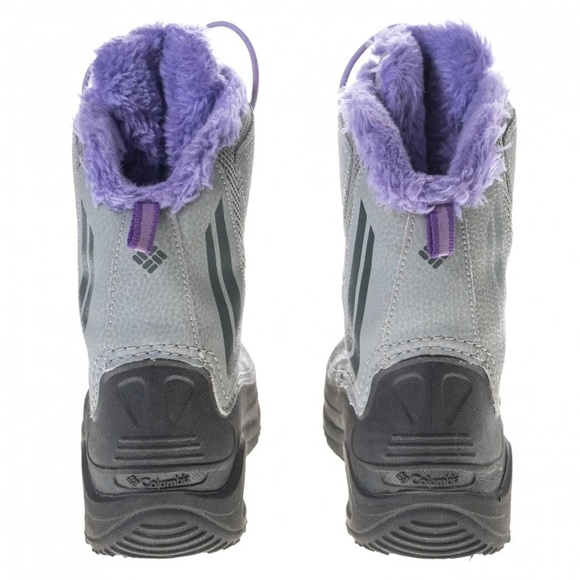 Columbia Bugaboot Plus IV Youth Size 3 Gray Purple Omni Heat Boot Gray Lavender - Picture 3 of 5